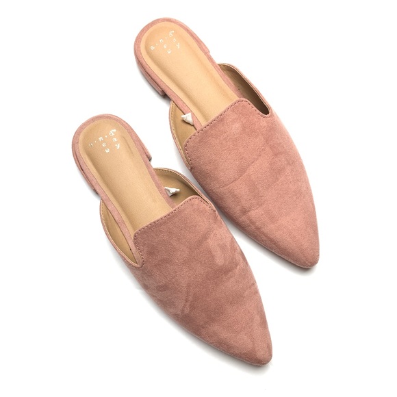 a new day Shoes - Women’s Velma Pointy Blush Suede Mules | Size 8